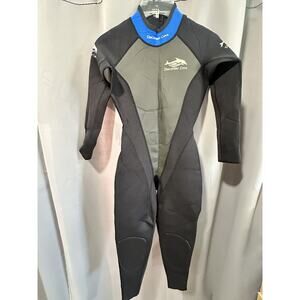 Discovery Cove Ocean Tec Long Sleeve Back Zip Full Wetsuit Black Womens Size 4